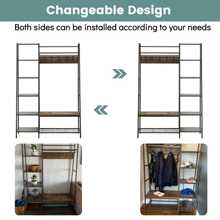 17 Stories Bathild Hall Tree 49.2'' Wide with Bench and Shoe Storage